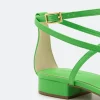 Sandália Com Tiras Transpassadas E Salto Baixo Verde