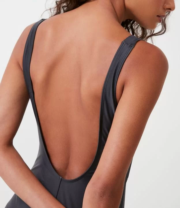 Maiô Clássico Em Poliamida Com Detalhe Transpassado Preto